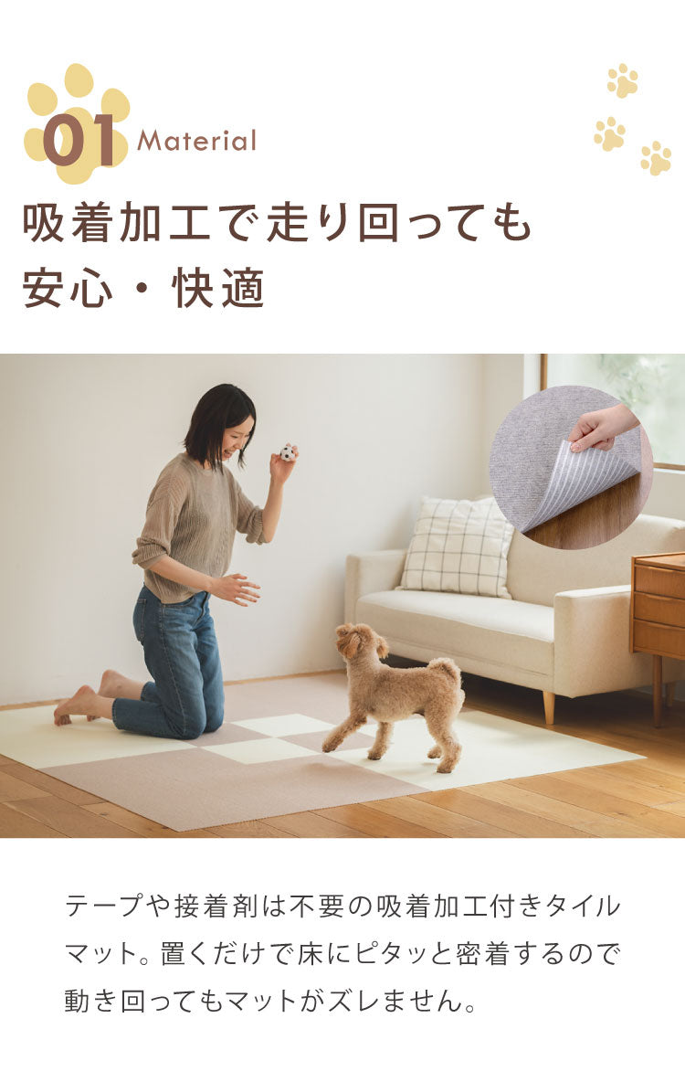 SankoPet 日本製 ペット用 マット タイルマット 36枚入 撥水 はっ水 滑り止め すべり止め ズレない 洗える 洗濯可 床暖 床暖房対応 国産 撥水マット 犬用 猫用 犬 猫 サンコーペット