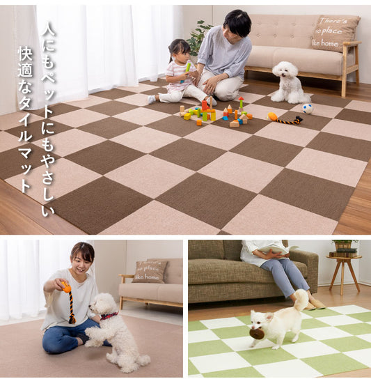 サンコー おくだけ吸着 ペットマット 日本製 100枚入り はっ水 滑り止め 洗える ペット用品 犬用品 撥水タイルマット 撥水マット 床暖房対応 消臭加工 国産 ずれない 30×30cm 厚さ4mm