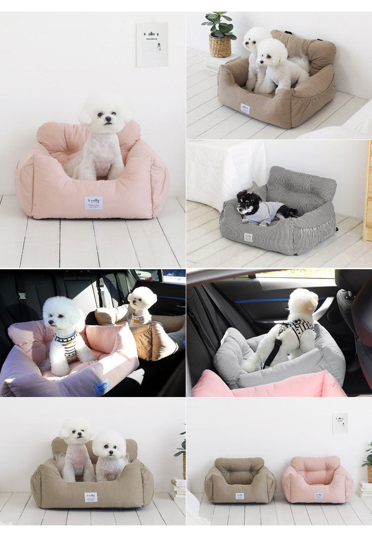 Woolly Pet in style 犬に優しい ペット用 カーシート Mサイズ 50×45×30cm CREAM クリーム ドライブシート 固定ベルト付き ペットベッド 車用 ドライブシート ルームアンドホーム(代引不可)