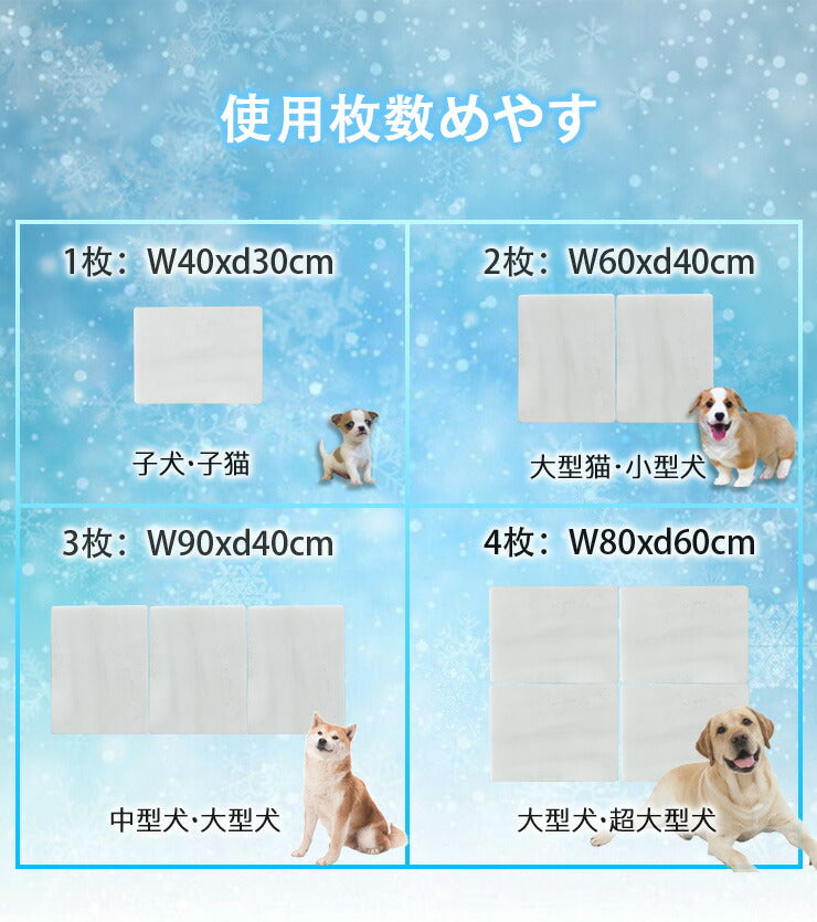 省エネ電気いらず ペットの猛暑の暑さ対策・夏バテ対策に 中型犬でも使える2枚セット 涼しい 40cm×30cm×2cm 天然大理石 安全素材 角丸 2cm ゴム脚付き お手入れ簡単 清潔 ホワイト 犬 猫 ひんやり 涼感 大理石ボード ペットボード