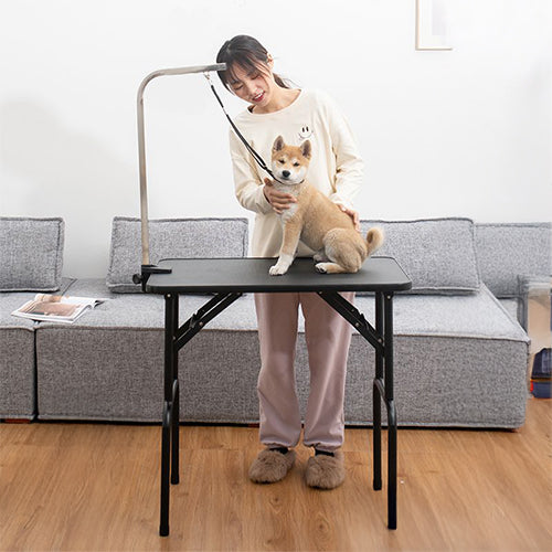 トリミングテーブル 折りたたみ 棚付き トリミング台 トリミング 折り畳み グルーミング 高さ75cm 犬用 猫用 テーブル ペット用 シャンプー カット ブロー ブラッシング 爪切り バリカン お手入れ トリマー 小型犬 中型犬 犬 猫 ペット用品