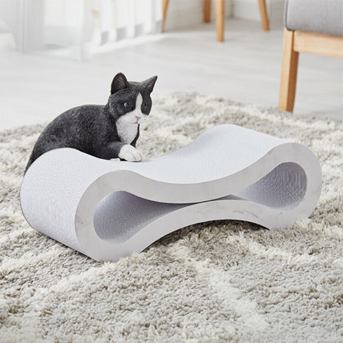 爪とぎ 猫 ループ型 ホワイト 両面仕様 またたび付 強化ダンボール 高耐久 バージンパルプ 木目調 大理石調 白い爪とぎ 猫爪とぎ 爪研ぎ 爪とぎベッド ベッド 枕 ペットベッド 段ボール 猫用品