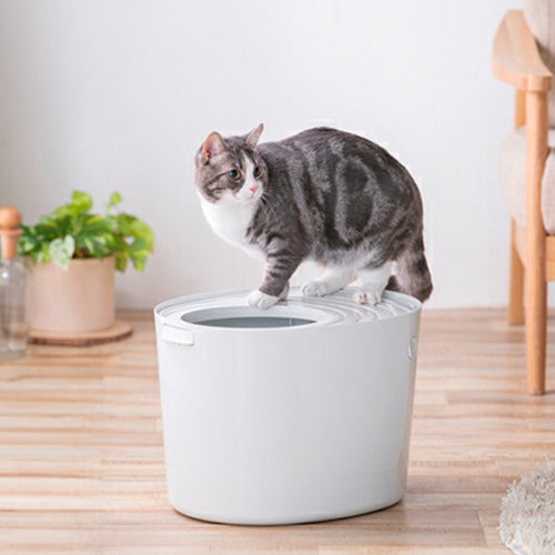 猫 トイレ ボックス型 蓋付 上から猫トイレ プチ PUNT-430 ネコトイレ 箱型 掃除しやすい 散らからない 猫砂 ねこすな アイリスオーヤマ