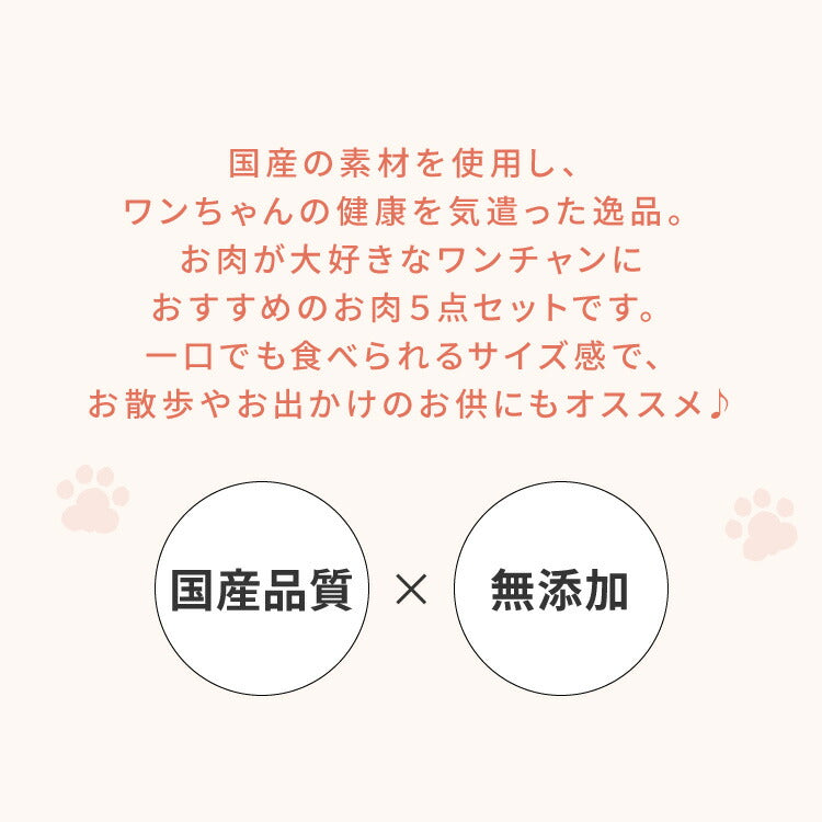 【お肉5点セット】 犬用 おやつ 食べ切りサイズ 無添加 お肉 日本製 国産 犬用おやつ ご飯 ご褒美 トリーツ トッピング 素材系 肉 mimipets オリジナル 犬 小型犬 室内犬 ペット(代引不可)【メール便配送】