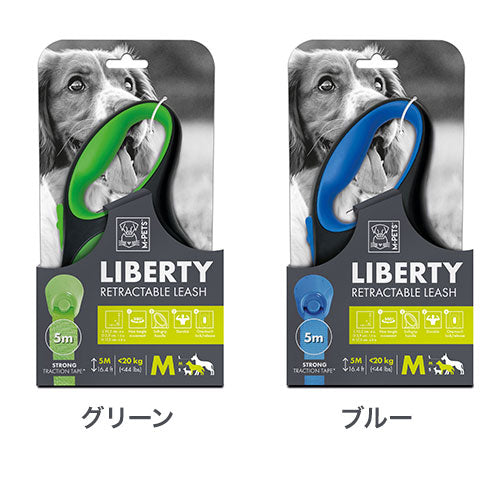 M-PETS エムペッツ 犬用 伸縮 リード M 長さ5m 散歩 さんぽ ワンタッチ 小型犬 中型犬 大型犬 いぬ用 ペット用