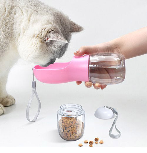 ペティファーム ポータブルトリーツ&ウォーターボトル 550ml おやつ エサ入れ 水飲み 給水器 携帯 水やり 水筒 おでかけ 散歩 コンパクト 小型 持ち運び Petifam