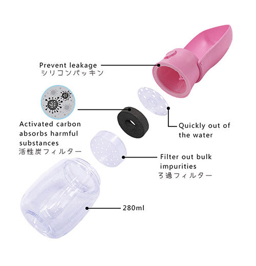ペティファーム ポータブルトリーツ&ウォーターボトル 550ml おやつ エサ入れ 水飲み 給水器 携帯 水やり 水筒 おでかけ 散歩 コンパクト 小型 持ち運び Petifam