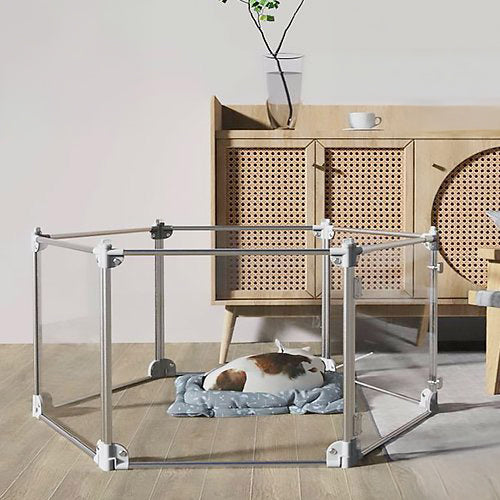 ペティファーム クリアサークル 6面パネル 高さ65cm サークル ケージ ゲージ 透明 クリア 中が見える 傷つきにくい 組み合わせ自由 形式自由 おしゃれ Petifam