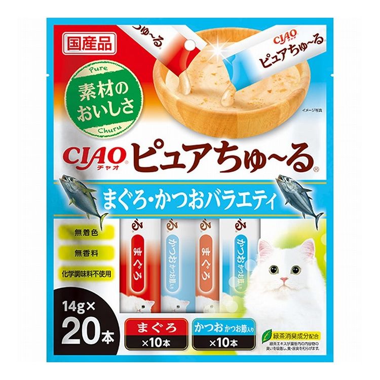 【8個セット】 いなば ピュアちゅ~る まぐろかつおバラエティ 14g×20本 ピュア ちゅーる ちゅ~る ピュアちゅーる 無添加 日本製 国産