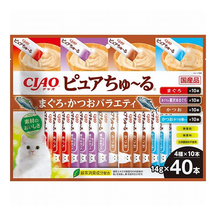 【2個セット】 いなば ピュアちゅ~る まぐろかつおバラエティ 40本入り ピュア ちゅーる ちゅ~る ピュアちゅーる 無添加 日本製 国産