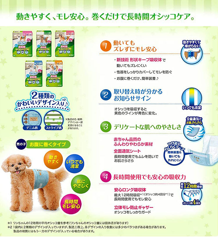 ユニチャーム マナーウェア 長時間オムツ 男の子用 SSサイズ 44枚x1 超小型犬用 小型犬用 犬用おむつ マナーおむつ ペット用