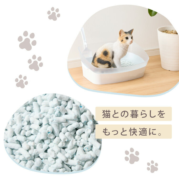 猫砂 紙 紙砂 60L 12L×5袋 日本製 国産 色が変わる 消臭 固まる 流せる トイレに流せる 燃やせる 燃えるゴミ 小さく固まる 青色に変わる 紙の猫砂 猫トイレ 大容量 ケース CL-BL60