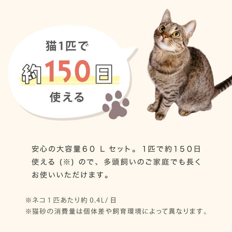 猫砂 紙 紙砂 60L 12L×5袋 日本製 国産 色が変わる 消臭 固まる 流せる トイレに流せる 燃やせる 燃えるゴミ 小さく固まる 青色に変わる 紙の猫砂 猫トイレ 大容量 ケース CL-BL60