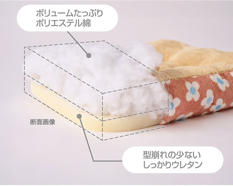 冬用 ペット ベッド クッション S 45×35cm 厚み約7cm 長方形 角型 ペットベッド マット ソファー 冬 あったか 暖かい もこもこ ふわふわ かわいい 可愛い 小型犬 犬 犬用 猫 猫用