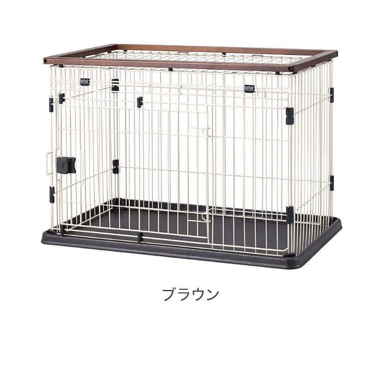 ボンビアルコン 犬用 ケージ サークル スライドドア & ペットレー クリアメッシュ S 木製 ウッド調 屋根付き 犬用ケージ ゲージ ハウス 横開き 木目 小型 コンパクト ウッドワン スライドドアサークル