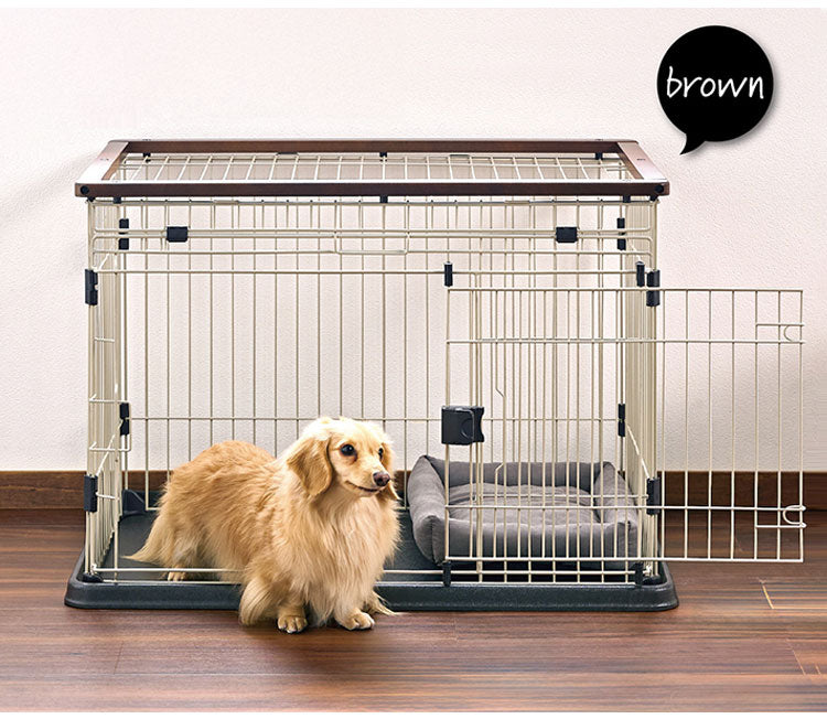 ボンビアルコン 犬用 ケージ サークル スライドドア & ペットレー クリアメッシュ S 木製 ウッド調 屋根付き 犬用ケージ ゲージ ハウス 横開き 木目 小型 コンパクト ウッドワン スライドドアサークル