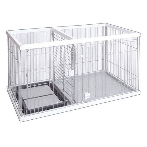 ペティオ ドッグルームサークル 犬用 ケージ ゲージ ワイド 小屋 トレー付 小型犬用 中型犬用 トイレの場所を分けられる 犬ゲージ ハウス ブラウン ホワイト Petio