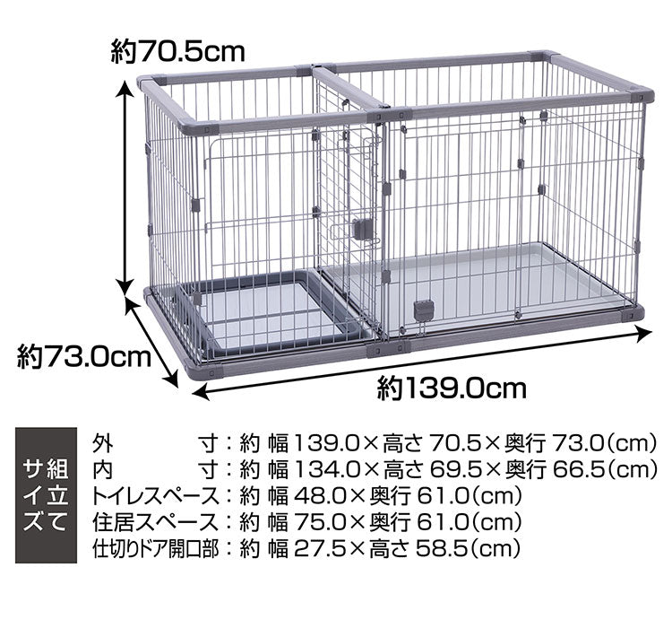 ペティオ 犬用 サークル&屋根面 セット ワイド 組み立て簡単 トイレのしつけが出来る ドッグルームサークルPlus 簡単組立 工具不要 犬用サークル サークル ケージ ゲージ 犬 小型犬 中型犬 ペット用