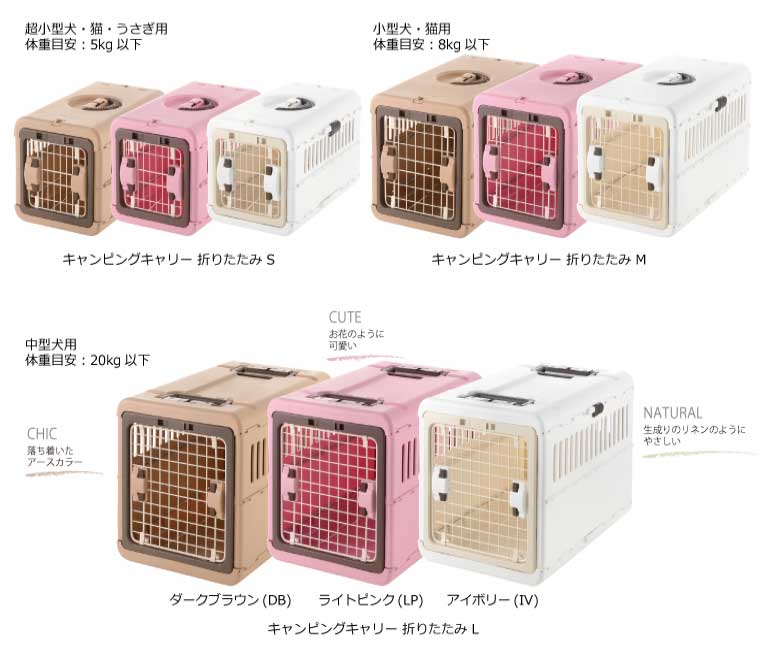 リッチェル キャンピングキャリー 折りたたみ L コンテナ ハードキャリー 折り畳み 折りたたみキャリー ケージ 小型犬 中型犬 犬 猫 小動物 避難 避難所 防災 通院 お出かけ