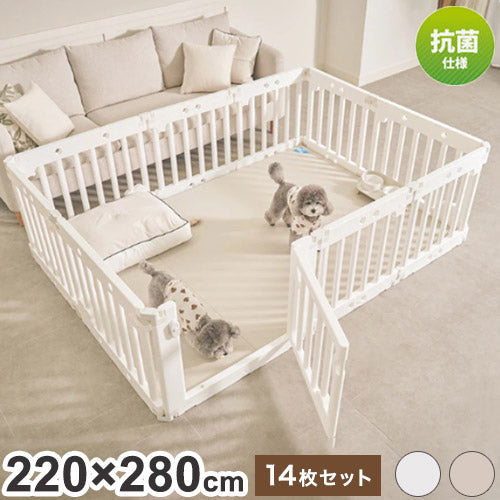 inuipet ペットサークル 220×280cm 14枚セット ドア付き ペット マット 滑り止めマット ドッグマット 滑り止め フローリング 滑らない フロアマット 犬 猫 おしゃれ カーペット ペット用(代引不可)