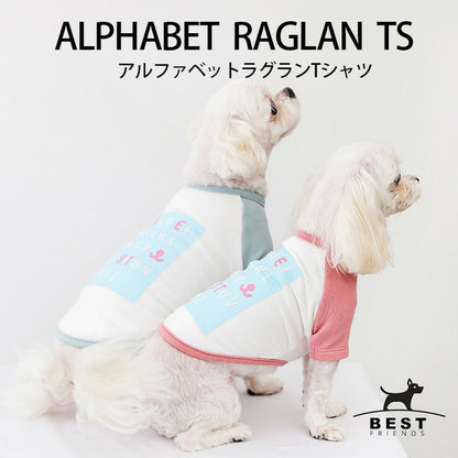 犬 服 犬の服 ドッグウェア Tシャツ アルファベットラグランTシャツ / S,M,L,XL,XXL 秋 冬 おしゃれ コットン 綿100% プリント(代引不可)【メール便（ゆうパケット）】