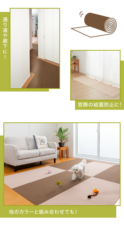 サンコー おくだけ吸着 日本製 床保護マット 60×240cm 厚さ4mm 撥水 はっ水 マット ロングマット カットできる 床暖房可 消臭 ペット用 犬 猫 いぬ ねこ