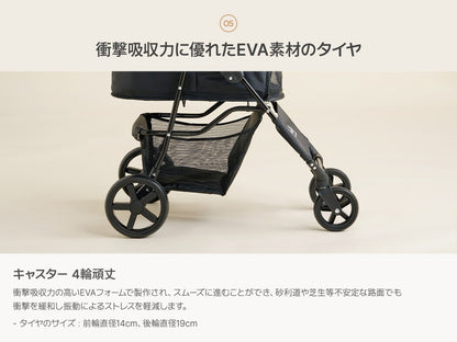 roomnhome EASY ペットカート フォールディング プチ 折りたたみ ペットキャリー 多頭 犬カート 小型犬 中型犬 ペット用 カート おでかけ 散歩 犬 いぬ イヌ ドッグ 猫 ねこ ネコ キャット(代引不可)