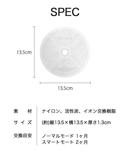 PETKIT 交換用フィルター 給水器用フィルター 浄水機能 交換用 5枚セット PETKIT専用 イオン交換樹脂 ココナッツ活性炭 ろ過 つまみ付き 取り出しやすい 清潔 犬 猫 いぬ ねこ ペットキット