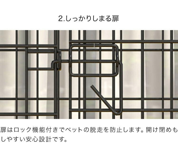 犬 ケージ 屋根付き 折りたたみ 幅91 高さ64cm 天井開閉 ツードア ブラック スチール製 トレイ付き ペットケージ ドックケージ キャットケージ 簡易 小屋 トレー