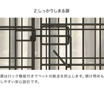 犬 ケージ 屋根付き 折りたたみ 幅91 高さ64cm 天井開閉 ツードア ブラック スチール製 トレイ付き ペットケージ ドックケージ キャットケージ 簡易 小屋 トレー