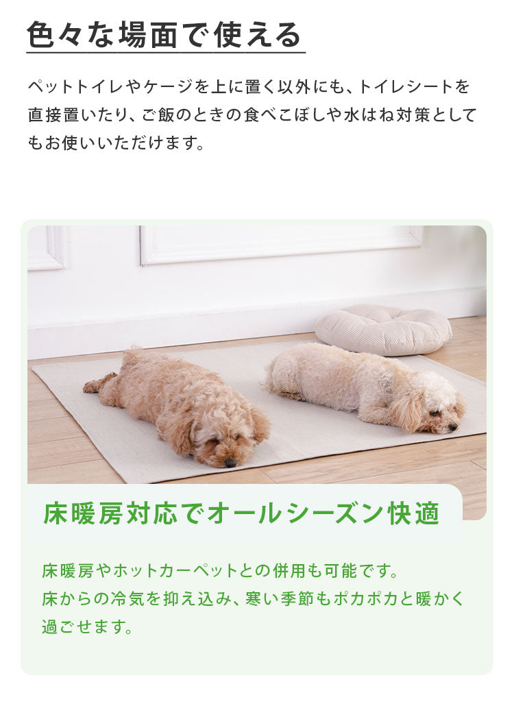 ペットマット 犬 滑り止め 洗える 56×70cm 床暖房対応 裏面吸着 ケージマット 汚れ防止 怪我防止 オールシーズン ずれない ベージュ グレー ブラウン ブルー グリーン シンプル トイレ トイレ下 ケージ下 マット 猫