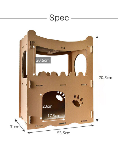 キャットハウス 爪とぎ付き ダンボール 簡単組み立て 小窓付き お手入れ簡単 遊び道具 ストレス解消 オールシーズン 爪とぎボード ペットハウス 猫用つめとぎ 爪とぎハウス つめとぎ ペットベッド ペット用品 爪とぎ付きハウス 猫ハウス