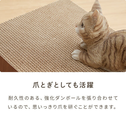 爪とぎ 猫 スロープ 木目調 幅30cm 高さ11cm またたび付 トイレ キャットケージ 段差 強化ダンボール 子猫 シニア猫 老猫 介護 猫スロープ キャットスロープ 猫爪とぎ 爪とぎスロープ 爪研ぎ