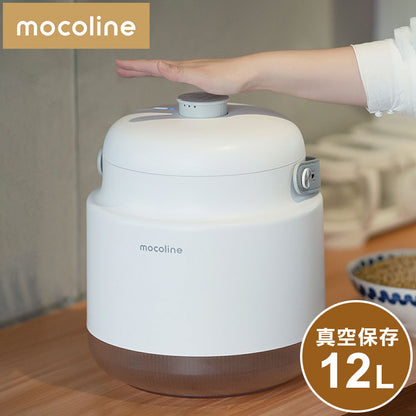 mocoline ペットフードストッカー 餌用タンク 大容量 12L 真空機 真空タンク 密閉保存 真空保存 犬 猫 ペットフード 餌 密閉 計量カップ付き 保存容器 簡単操作 MCVC-02A モコライン