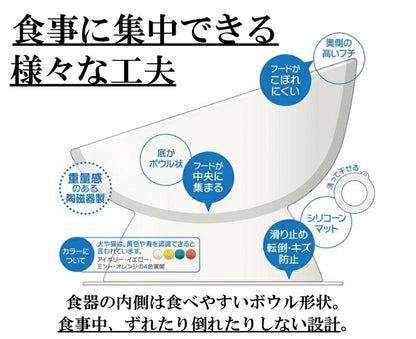 スケーター 短頭犬用 食器 陶磁器製 ペット餌入れ 幅広 マット付 オレンジ CHOB3 ペット 犬 猫 食器 餌 ごはん 餌箱 エサ入れ お皿 優しい 体 負担 軽減