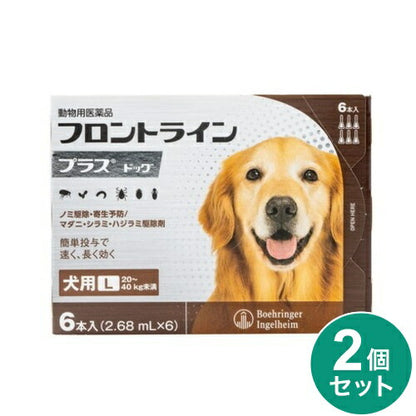 【動物用医薬品】 【2個セット】 フロントライン 犬用 L 20～40kg未満 6本入 ノミ 蚤 ダニ ハジラミ 駆除剤 駆除液 動物用 ペット用 医薬品 中型犬 大型犬 フロントラインプラスドッグ(代引不可)【メール便配送】