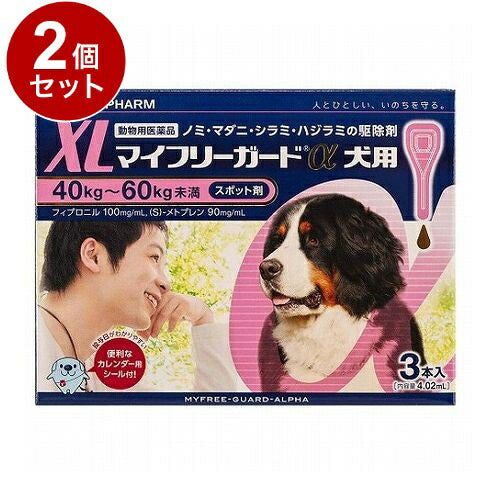 【動物用医薬品】 【2個セット】 ささえあ製薬 マイフリーガードα 犬用 XL 40~60kg未満 3本入