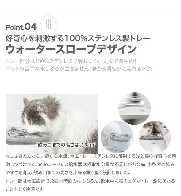 Haru Nello ペット用給水器 水 犬 いぬ 猫 ねこ ペット コードレス 除菌 KS-BS150(代引不可)