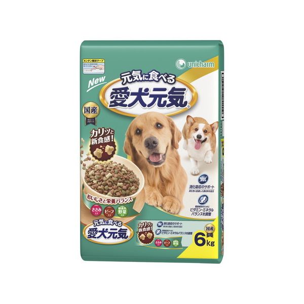 ユニ・チャーム 愛犬元気全成長段階用ささみ・ビーフ・緑黄色野菜入り6kg