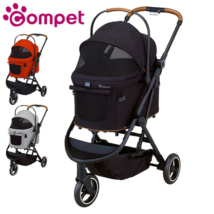 compet lulutail Carry ルルテイル キャリー ペットカート パンクレスタイヤ バスケット取り外し 折りたたみ 洗濯可 洗える コンパクト 軽量 ペット用 カート バギー 犬用 猫用 コンビ コムペット