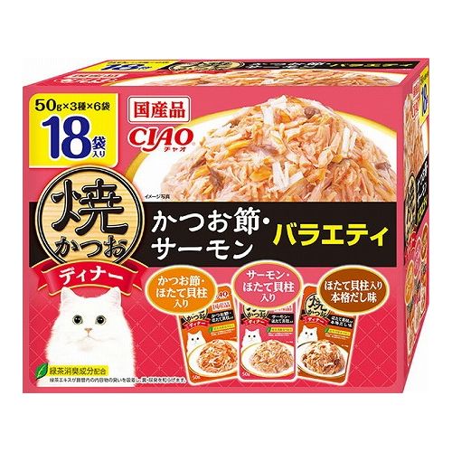 いなばペットフード CIAO 焼かつおディナー かつお節・サーモンバラエティ 50g×18袋