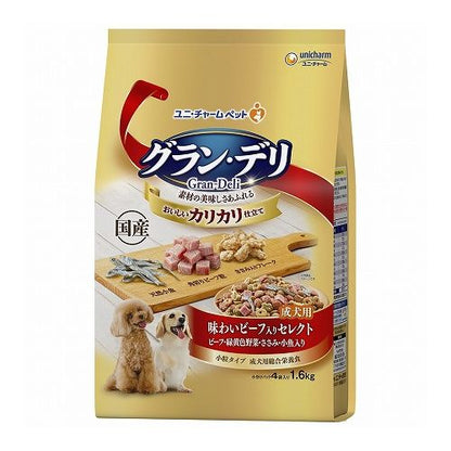 ユニ・チャーム グラン・デリ カリカリ仕立て 成犬用 味わいビーフ入り セレクト 1.6kg