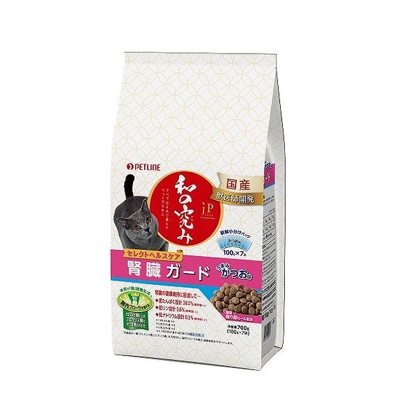 【2個セット】 ペットライン JPスタイル 和の究み セレクトヘルスケア 腎臓ガード かつお味 700g (100g×7)