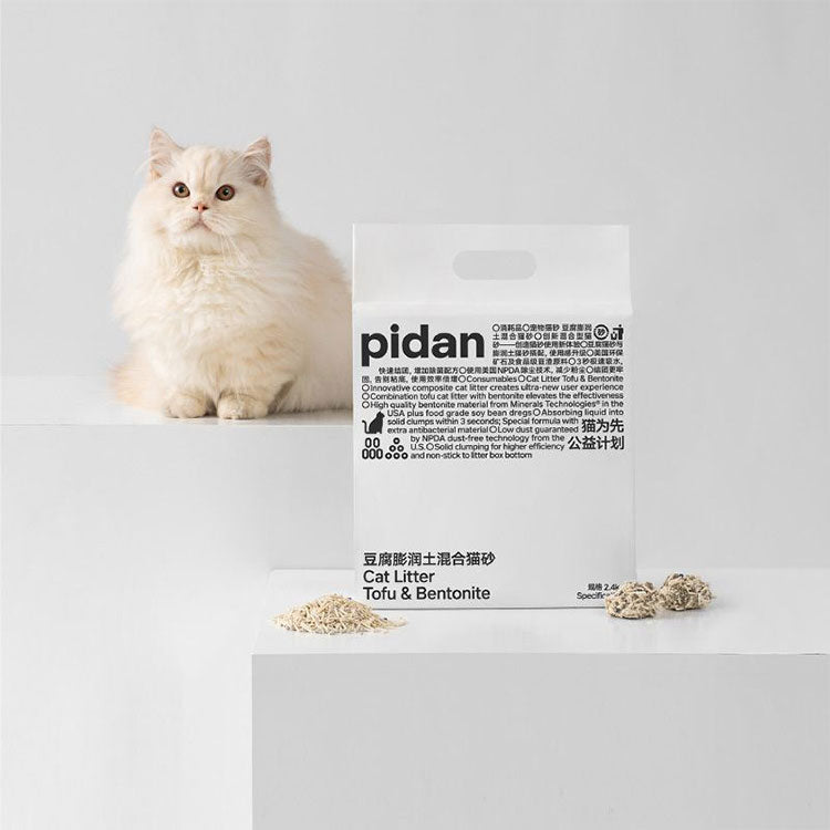 【2個セット】 PIDAN 猫砂 おから ベントナイト ミックス 2.4kg x2 固まる 消臭 抗菌 飛び散りにくい 猫トイレ 猫用トイレ トイレ砂 ピダン