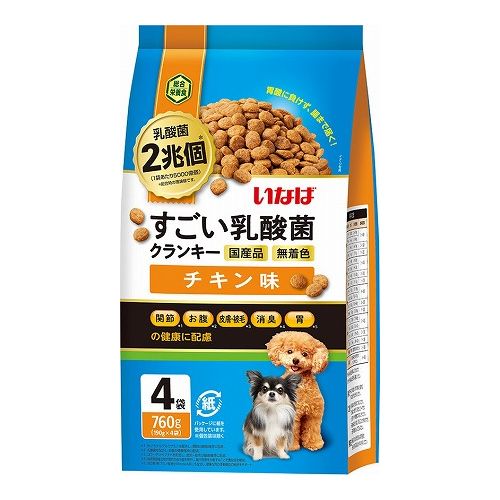 いなばペットフード いなば すごい乳酸菌クランキー チキン味 760g(190g×4袋)