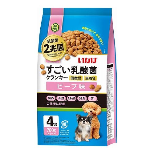 いなばペットフード いなば すごい乳酸菌クランキー ビーフ味 760g(190g×4袋)