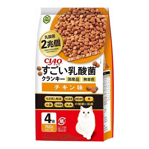 いなばペットフード CIAO すごい乳酸菌クランキー チキン味 760g(190g×4袋)