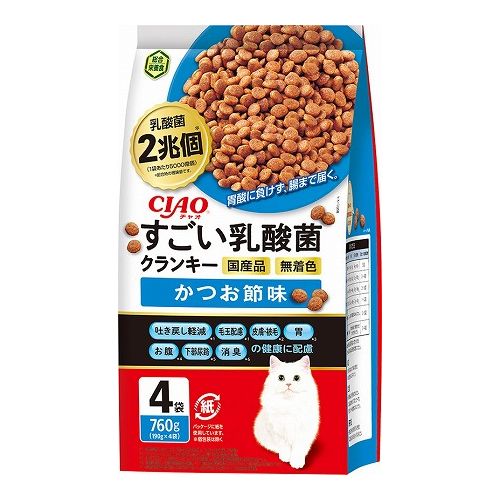 いなばペットフード CIAO すごい乳酸菌クランキー かつお節味 760g(190g×4袋)