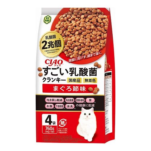 いなばペットフード CIAO すごい乳酸菌クランキー まぐろ節味 760g(190g×4袋)