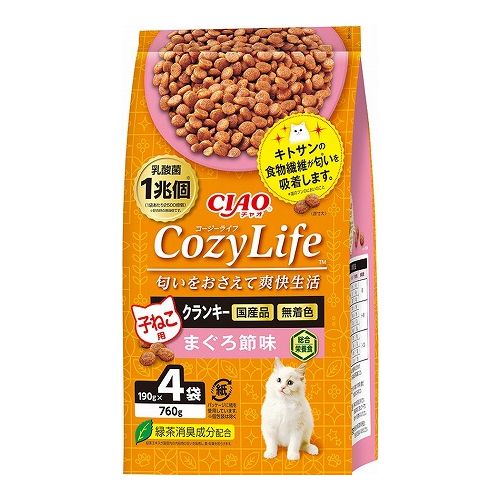 いなばペットフード CIAO CozyLife クランキー 子ねこ用 まぐろ節味 760g(190g×4袋)